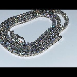 925 Silver Moissanite Tennis Chain Necklace 18” 20” 22” 24” 3mm